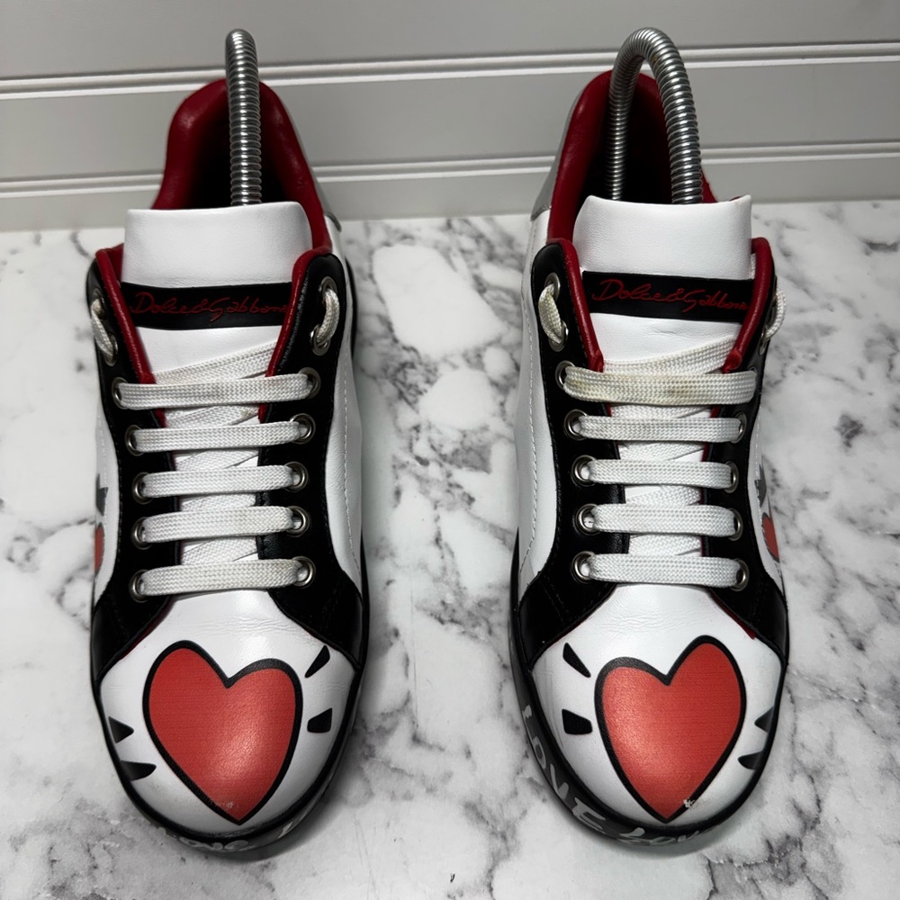 Dolce & Gabbana multicolor portofino heart print low top sneakers women’s 7 - Picture 4 of 14